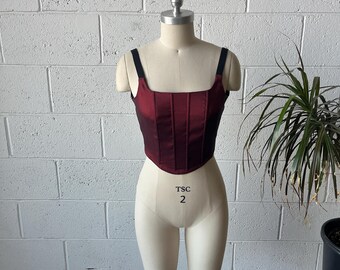 90s X:S Red Black Boned Backless Cropped Westwood Style Rave Club Corset Top Sz S-M