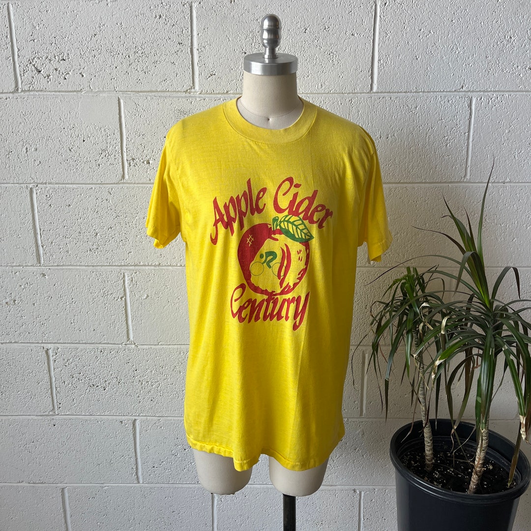 80s Vintage Apple Cider Century 11 Yellow Cotton Single Etsy