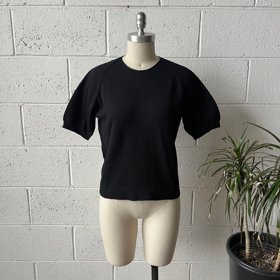 60s COLTALIA Made In Italy Black Wool Knit Crewne… - image 1