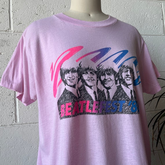 1986 Vintage BEATLEFEST Beatles Pastel Pink Scree… - image 2