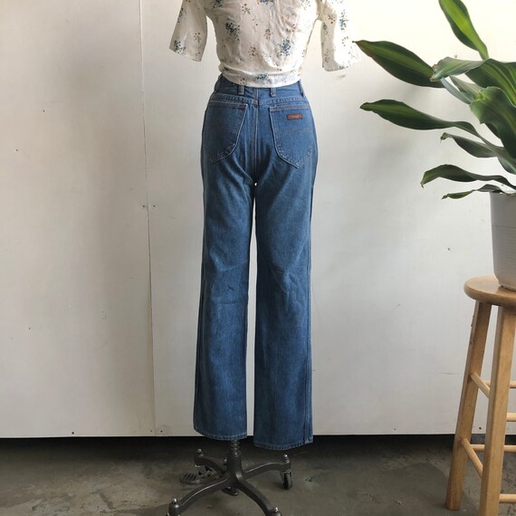 70s WRANGLER High Waisted Medium Wash Denim Straig