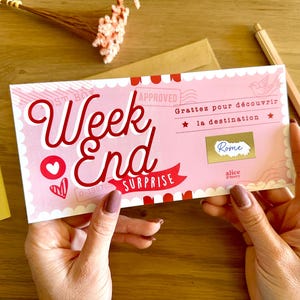 Carte Weekend Surprise à Gratter - Voyage Cadeau Personnalisable - Bon à Gratter Suspens