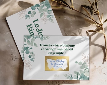 Photobooth Pairs Scratch Cards - Wedding Entertainment - Guest Game - Customizable - Eucalyptus Floral Design