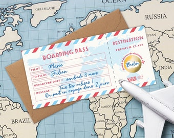 Carte à Gratter Annonce Voyage Surprise - Carte Embarquement Cadeau à Offrir - Billet avion Personnalisable - Destination - Design Italia