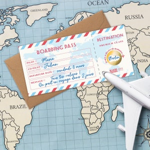 Carte à Gratter Annonce Voyage Surprise - Carte Embarquement Cadeau à Offrir - Billet avion Personnalisable - Destination - Design Italia