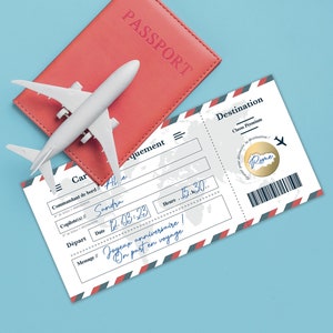 Carte à Gratter Annonce Voyage Surprise Carte d'Embarquement Cadeau à Offrir Billet d'avion Personnalisable Bon voyage Modèle blanc image 7