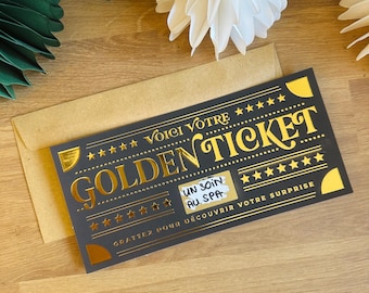Golden scratch-off ticket - Customizable gift card - Birthday/wedding/couple/bachelorette party/Christmas surprise - Black & Gold