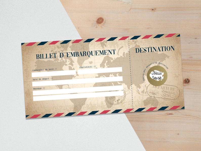 Carte à gratter surprise voyage / ticket d'embarquement Etsy