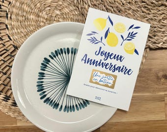 Carte à gratter cadeau surprise personnalisable / fête / joyeux anniversaire / évènement / remerciement / design citron / jeu / limoncello