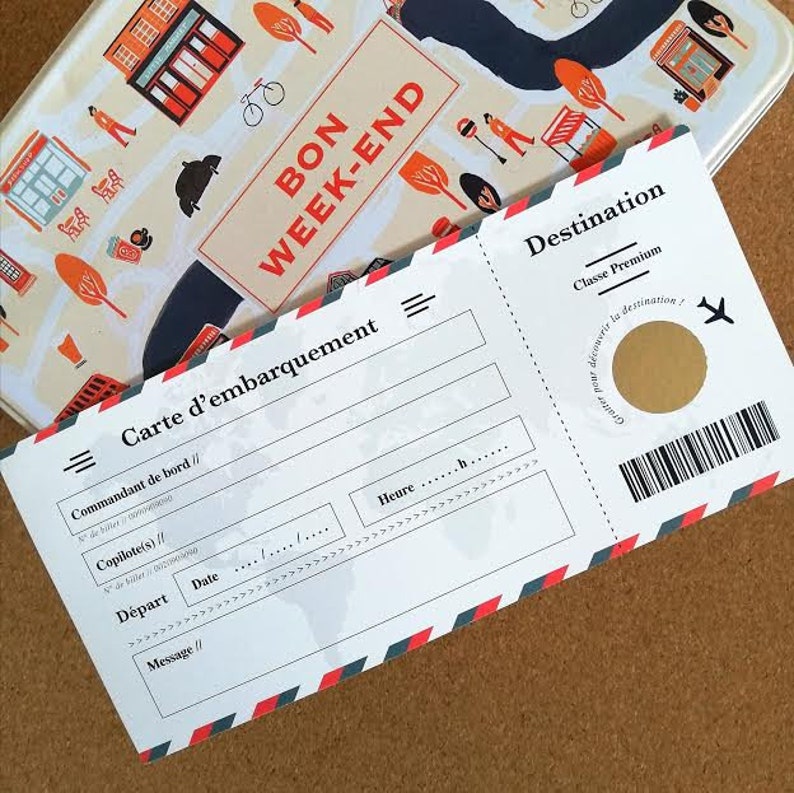 Carte à gratter surprise voyage / ticket d'embarquement | Etsy