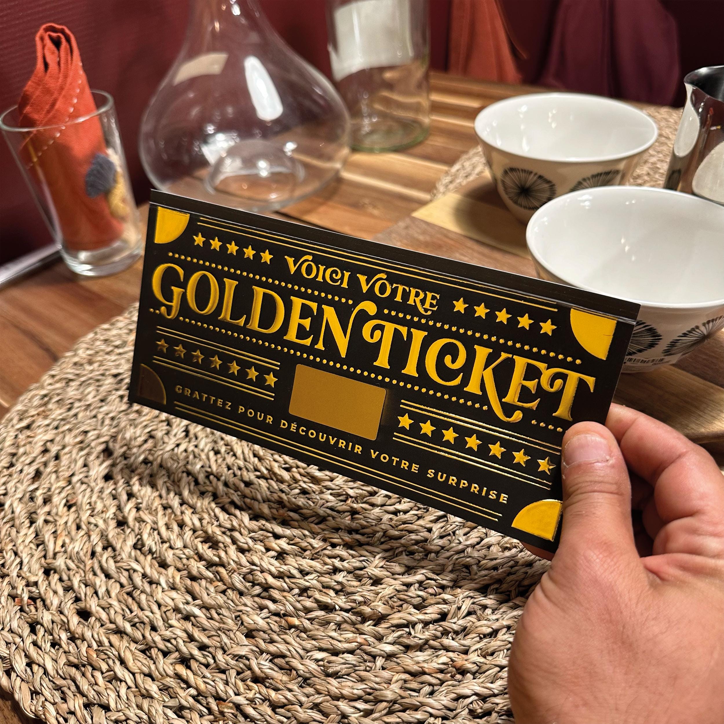Golden Ticket à Gratter Carte Cadeau Surprise Personnalisable
