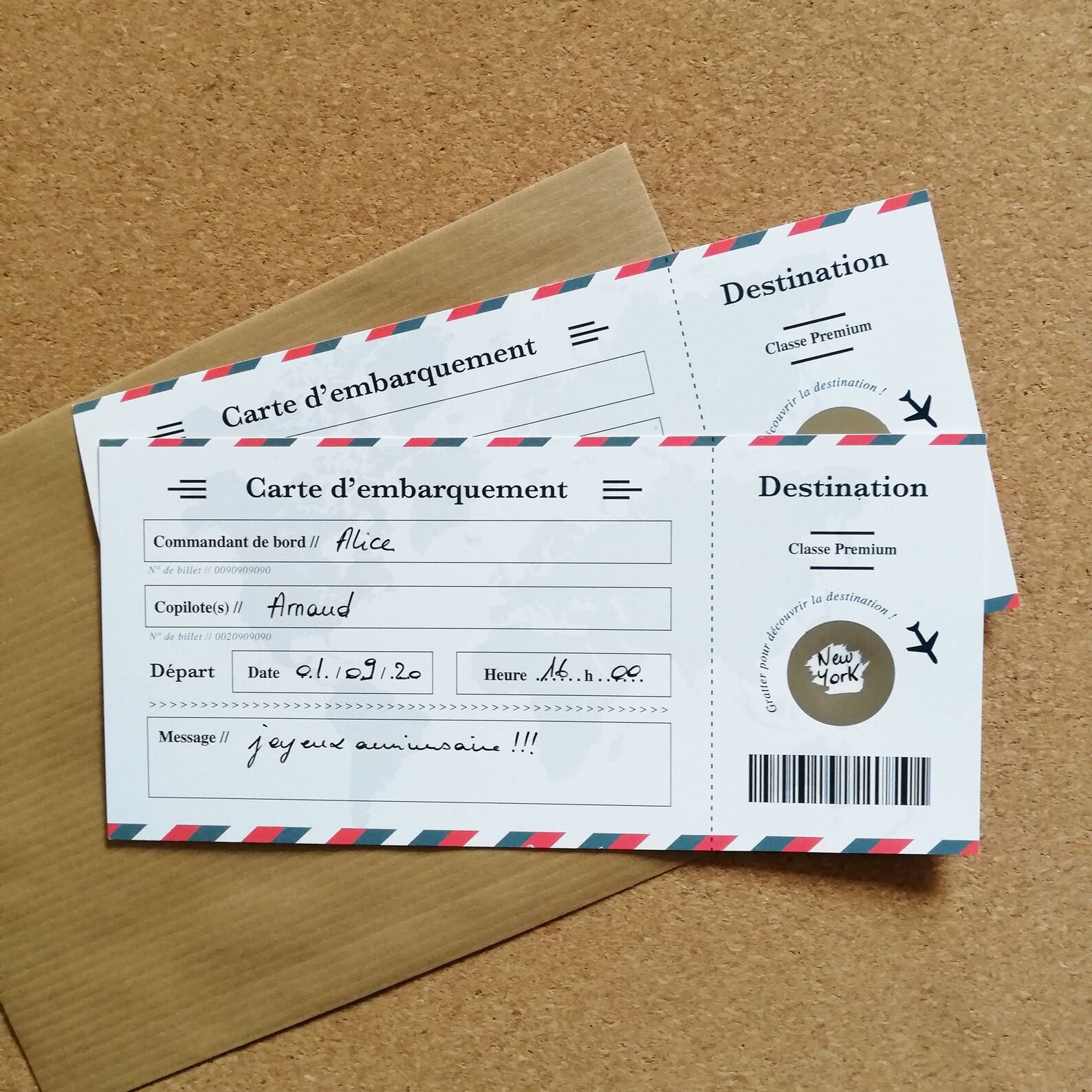 Carte à gratter surprise voyage / ticket d'embarquement Etsy