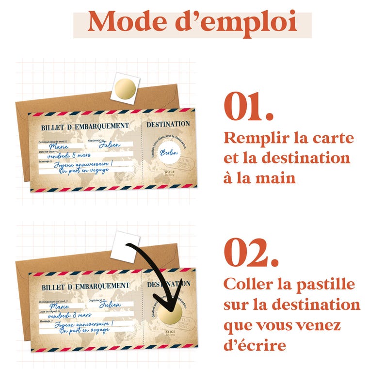 Carte à Gratter Annonce Voyage Surprise - Carte Embarquement Cadeau à Offrir - Billet d'avion Personnalisable - Bon voyage - Modèle vintage image 3