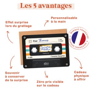 Carte à Gratter Concert Personnalisable - Cadeau festival Musique - Ticket à Gratter Surprise - Bon pour - Cassette Vintage image 3
