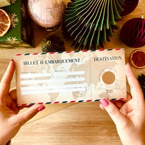 Carte à Gratter Annonce Voyage Surprise - Carte Embarquement Cadeau à Offrir - Billet d'avion Personnalisable - Bon voyage - Modèle vintage image 5