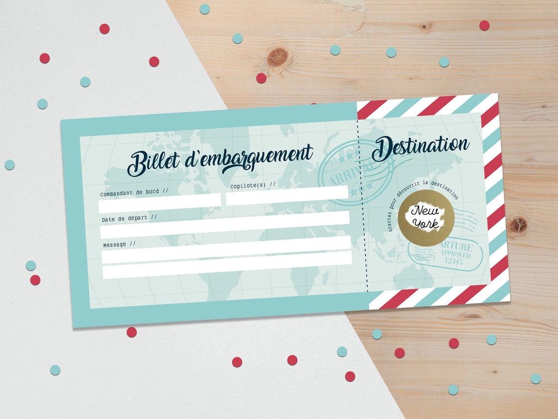 Carte à gratter surprise voyage / ticket d'embarquement Etsy