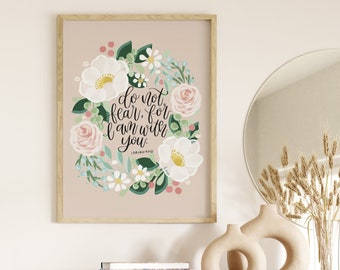 Isaiah 41:10 Digital Floral Art Print