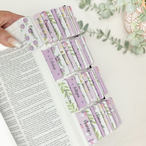 Bible Tabs - Purple floral 66 Books of the Bible