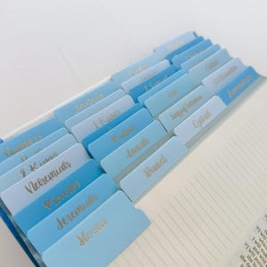 Bible Tabs - Blue gold foil 66 Books of the Bible