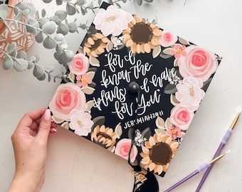 Customizable Floral Grad Cap decoration self-adhesive Sunflower Florals