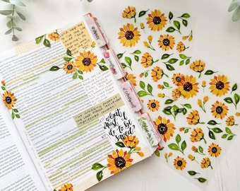 Zonnebloem Bijbel en planner doorzichtige stickers