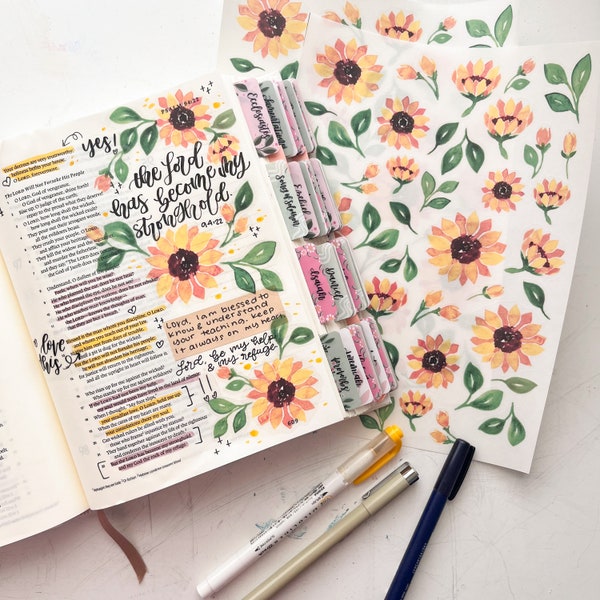 Sunflower Bible and Planner Clear Stickers