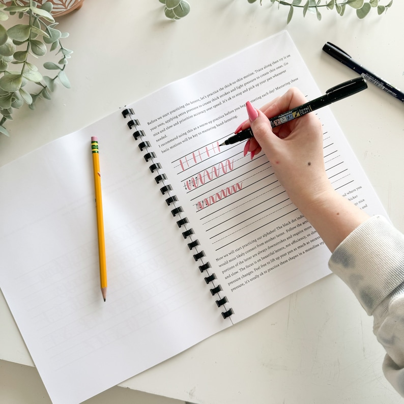 Hand Lettering Workbook Digital Download- learn to modern calligraphy brush lettering image 2