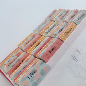 Bible Tabs - bright coral boho 66 Books of the Bible