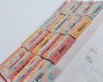 Bible Tabs - bright coral boho 66 Books of the Bible