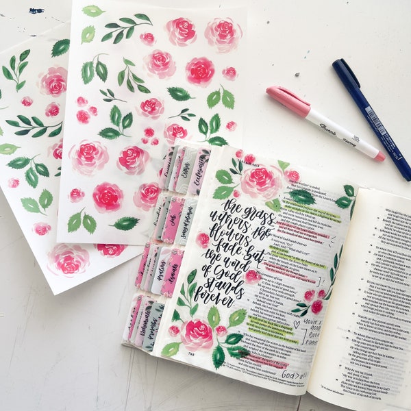 Rose Bible and Planner Clear Stickers