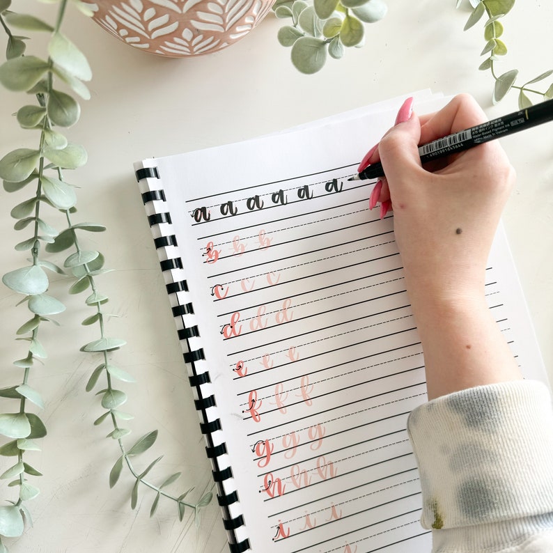 Hand Lettering Workbook Digital Download- learn to modern calligraphy brush lettering image 6