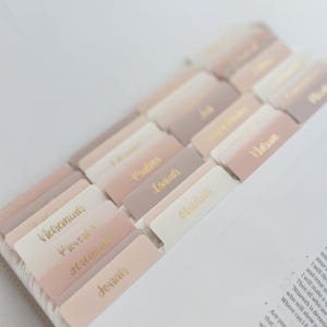 Onglets pour la Bible - Feuille d'or neutre, 66 livres de la Bible