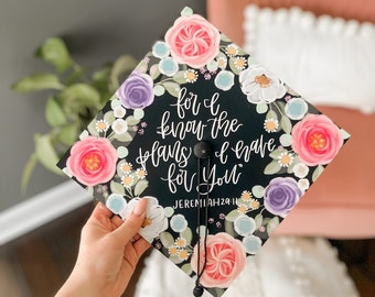 Customizable Floral Grad Cap decoration self-adhesive colorful rose florals