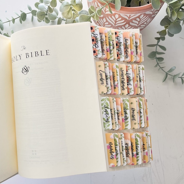 Bible Tabs - sunflowers, 66 books of the Bible tabs