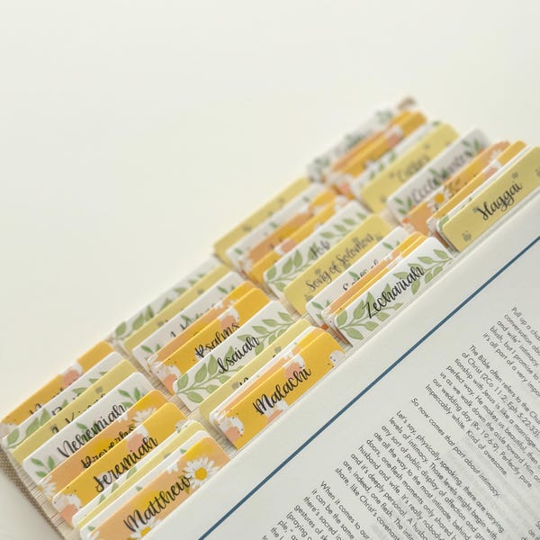 Bible Tabs - sunflowers, 66 books of the Bible