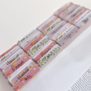 Bible Tabs - Pink floral 66 Books of the Bible