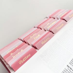 Onglets pour la Bible - Feuille d'or rose, 66 livres de la Bible