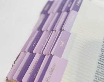 Bible Tabs - Purple Gold Foil 66 Books of the Bible