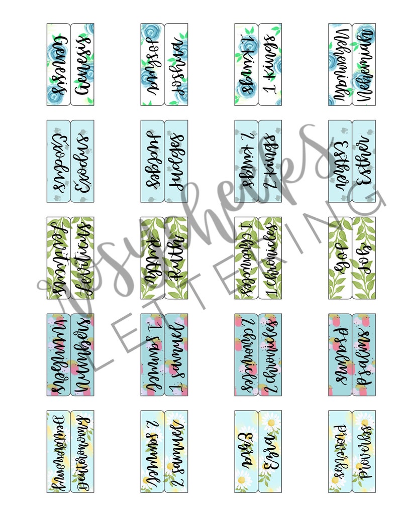 Floral Bible Tabs turquoise