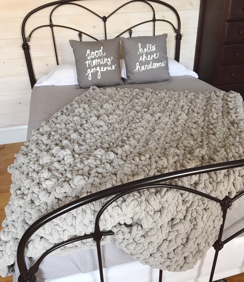 Mega Bulky Throw Blanket Cozy Large Crochet Blanket Afghan Etsy