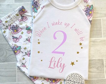 Pijama personalizado para la cumpleañera, estampado de bailarina, ropa de dormir a rayas