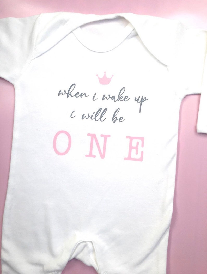 When I Wake Up I will be One Pjs Baby Girl First birthday pyjamas romper