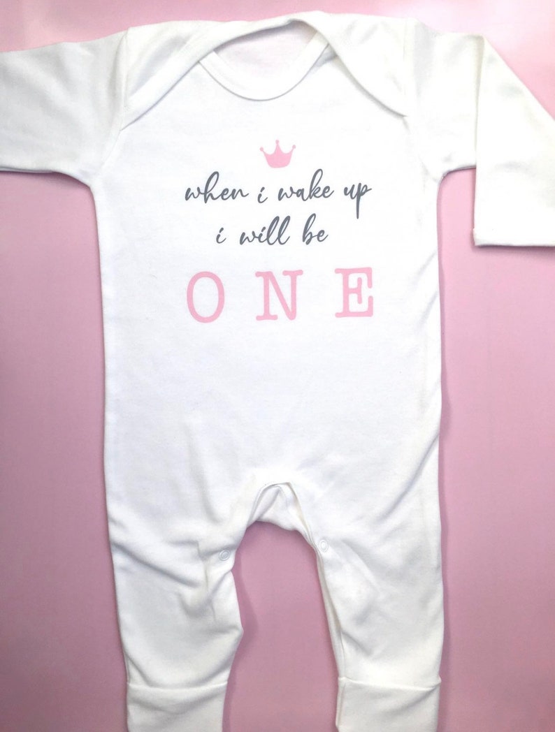When I Wake Up I will be One Pjs Baby Girl First birthday pyjamas romper