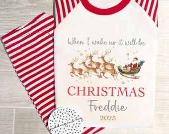 Pijamas navideñas familiares personalizadas, pijamas de renos con bastones de caramelo