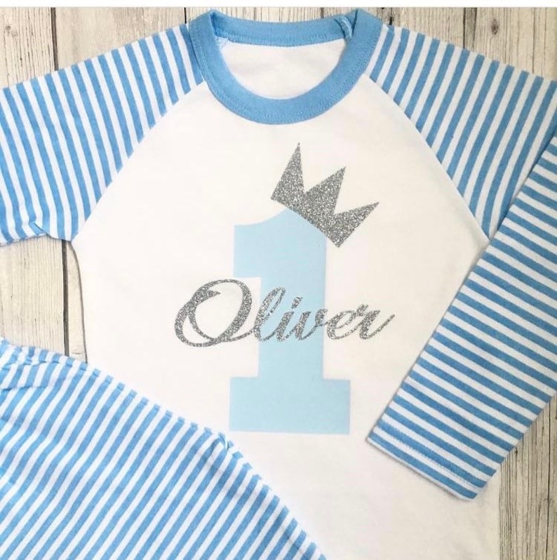 Personalised First Birthday Pyjamas Baby Boy PJs Etsy