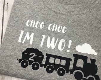 Second birthday, train tshirt, Choo Choo I'm Two, 2nd birthday tee