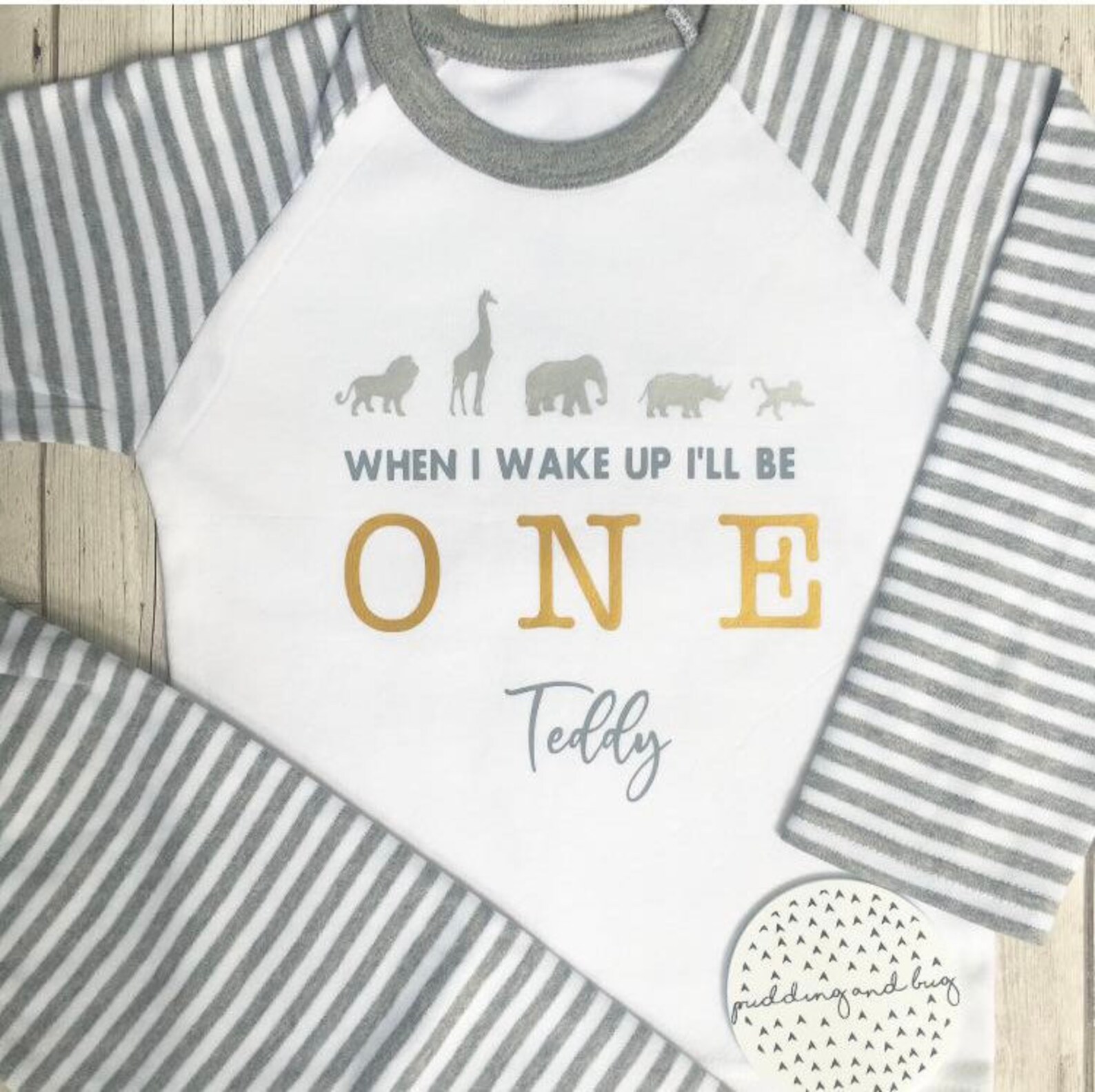 Personalised safari 1st birthday pjs When I Wake Up I will be Etsy