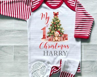 Mameluco personalizado para la primera Navidad del bebé, body para su primera Navidad, regalo para la víspera de Navidad
