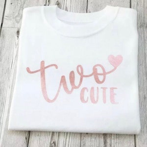 Second birthday tshirt, 2nd birthday, Two Cute, girls tops, tee, short sleeve