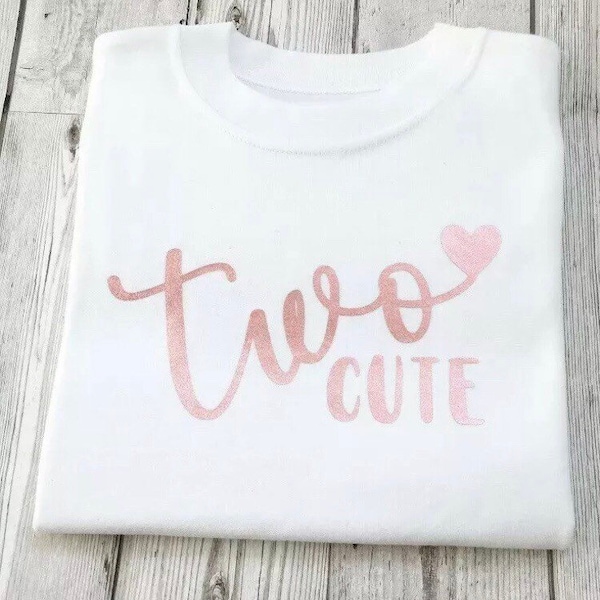 Second birthday tshirt, 2nd birthday, Two Cute, girls tops, tee, short sleeve